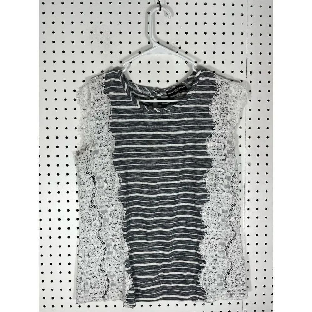 Karl Lagerfeld striped lace top